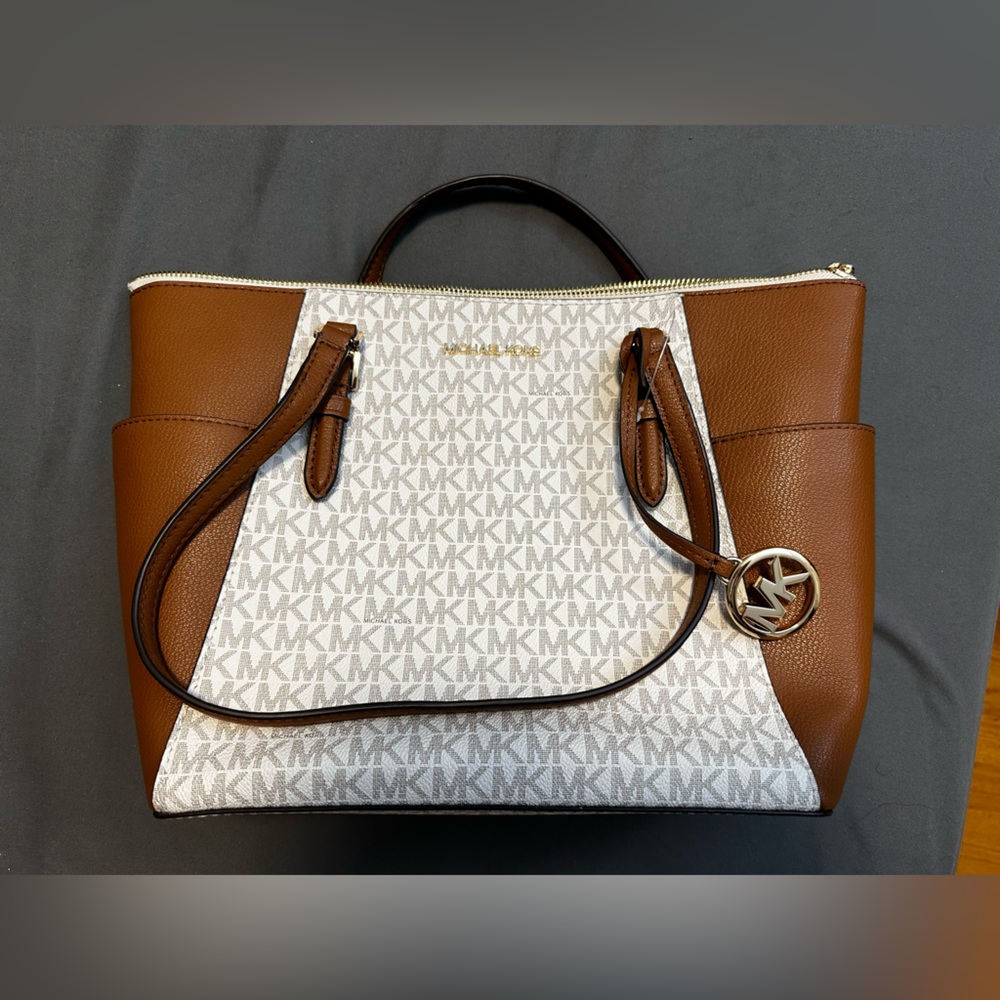 Michael Kors Charolette Top Zip Tote in Signature logo.